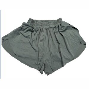 Revival Sage Green Smocked Waist Athletic Flowy Shorts